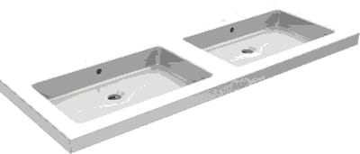 Wiesbaden Kera wastafel dubbel zonder kraangat 120x46x5 cm keramiek glans wit
