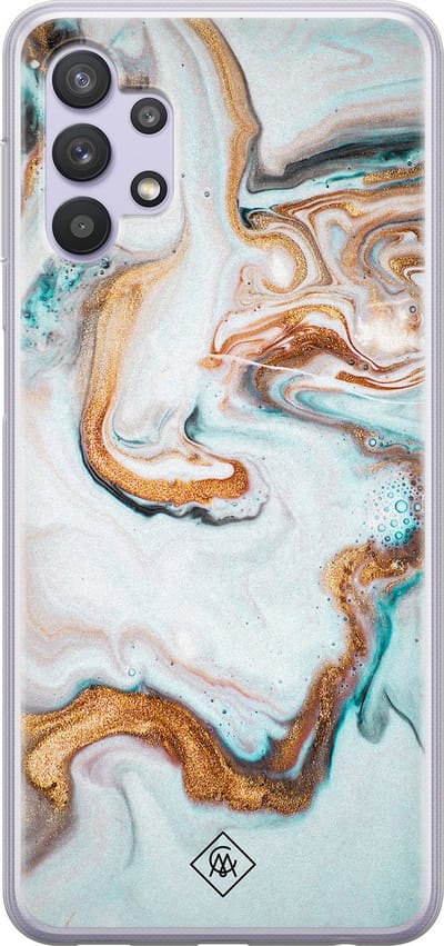Casimoda® hoesje - Geschikt voor Samsung A32 5G - Marmer Blauw Goud - Backcover - Siliconen/TPU - Blauw