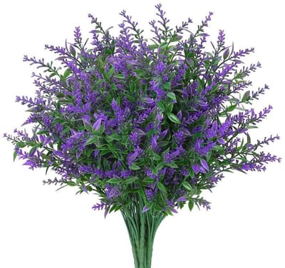 Dailygoods- Lavendelboeket - Set van 5 kunstbloemen - UV-bestendig - Weerbestendig - Voor binnen/buiten - Hoogte 36 cm