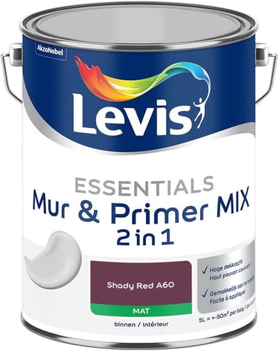 Levis - Essentials Mur & Primer Mix - Shady Red A60 - Mengverf - 5 L