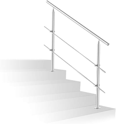 Trapleuning Roestvrij Staal - Buitenleuning Balkon - Veilig Traplopen - Instelbare Hoek - 150 cm - Zilver