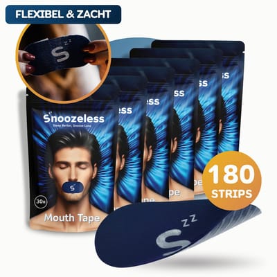 Snoozeless Mondtape Bundel - Extra Comfortabele Anti-Snurktape - Zonder Gaatje, Ademend en Huidvriendelijk - Hypoallergene Slaaptape - 180 Stuks