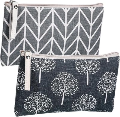 2 stuks canvas cosmetische tas - stijlvolle en multifunctionele make-uptas voor dagelijks gebruik, reizen en organisatie van make-up en accessoires
