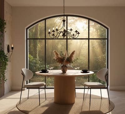 Ronde Eetkamertafel Naturel Acaciahout 130-150 cm – Unieke Houtstructuur en Gezellig Design – Novihome
