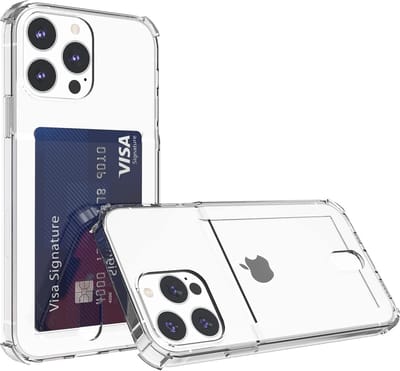 hoesje Geschikt voor iPhone 12 Pro Max hoesje transparant - Shock case met pasjeshouder iPhone 12 Pro Max - iPhone 12 Pro Max hoesje met pasjeshouder - iPhone 12 Pro Max pasjeshouder hoesje