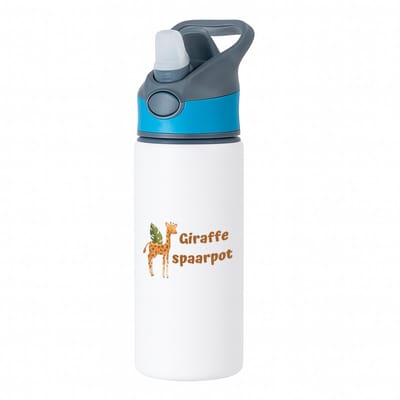 Hacebo® - Giraffe waterfles met rietje blauw - Giraffe - dieren liefhebbers - leuke cadeau voor iemand die van houdt van giraffen - verjaardagscadeau - kado - gift - water fles - 650ML