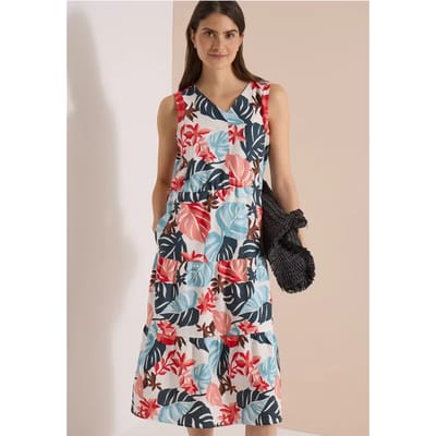 Midijurk met V-hals en print