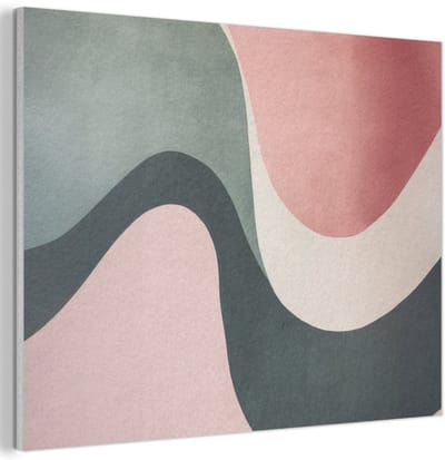 Akoestisch wandpaneel 40x30 cm - Vilt schilderij Abstract - Golven - Sierlijk - Roze - Akoestische panelen - Geluidsdempende wanddecoratie - Geluidsisolatie woonkamer - Muurdecoratie geluidspanelen
