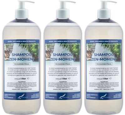 Shampoo Zen Moment - 1 liter (transparant) - 3 stuks - met witte pomp - Voordeelverpakking - Haarverzorging