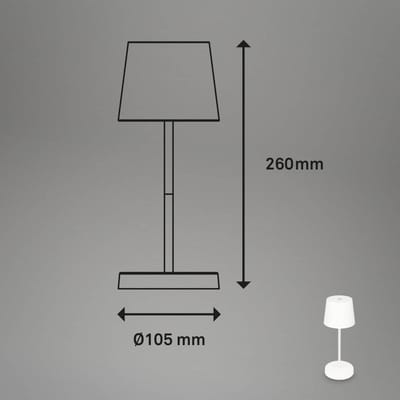 BRILONER Piha - Tafellamp oplaadbaar - met USB-C - met stapdimmer - voor binnen en buiten - 150Lm - warm wit licht 3.000K - 26 x 10,5 cm - wit