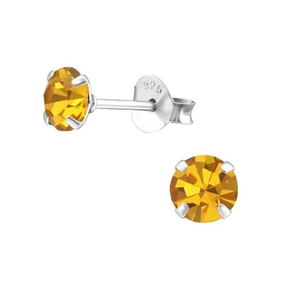 Aramat Jewels | Oorbellen | 925 Zilveren Kristal Oorbellen - Sprankelende Zirkonia Studs | 5mm / Topaas | | | Zilver | Kinderen, Volwassenen | Verkleurd niet