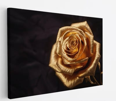 Saammp Canvas Schilderij - Gouden Roos - Luxe - Abstract - 45x30 - Foto op canvas - Wanddecoratie - Muurdecoratie Woonkamer - Kantoor Decoratie