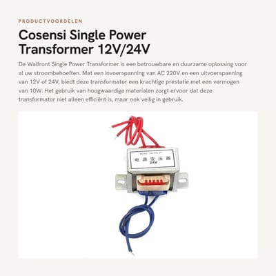Dailygoods - Single Power Transformer 12V/24V - 10W - Brandveilig en Duurzaam