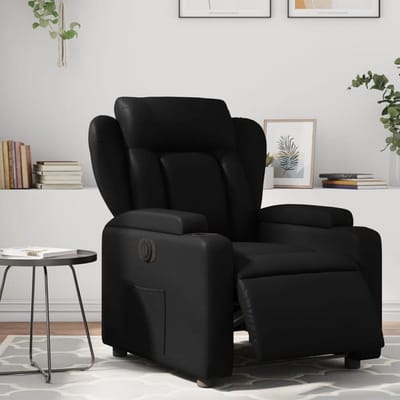 Elektrische Relaxfauteuil met Verstelbare Rugleuning en Voetensteun, Zwart Kunstleer
