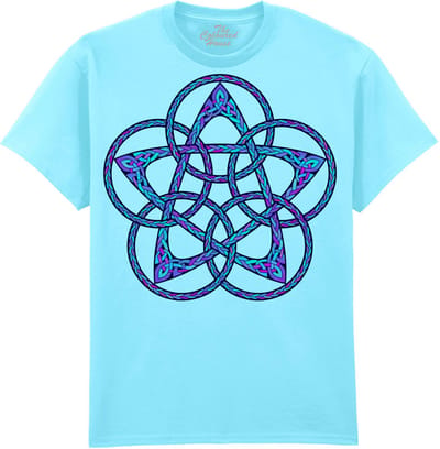 Keltische Knoop Celtic Knot Five Star Circle Blue The Coloured House T-shirt M