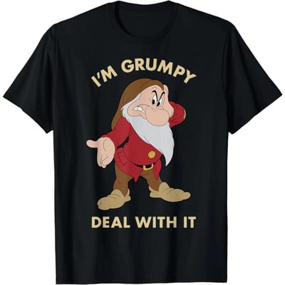 T-shirt Portrait Disney Blanche-Neige Je Suis Grincheux Assume M noir