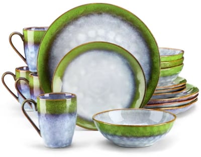 Regal Serviesset - 16 delig - 12 persoons - Durec groen - Dinerborden - Bordenset - Diepe borden - Ontbijtborden - Servies - Keukenservies – Luxe design