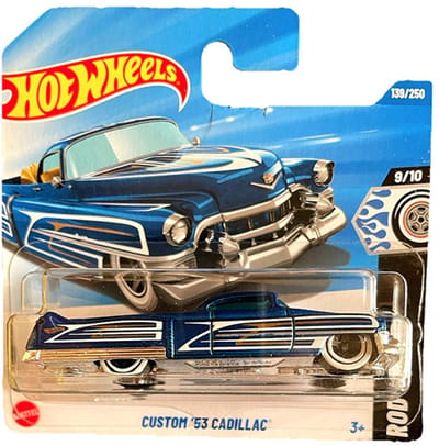 HOT WHEELS CUSTOM '53 CADILLAC CHEVY METALIC BLUE 139/250 1:64 HW ROD SQUAD 9/10