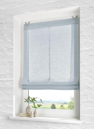 Vouwgordijn met oogjes - Linnenlook gordijn - Inkijk weren - Montage zonder boren - B60 x H140 cm - Blauw