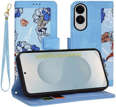 Hoesje geschikt voor Samsung Galaxy S25 Edge - Techsuit FlipCraft Book Wallet Case met koord - Vibrant Blue