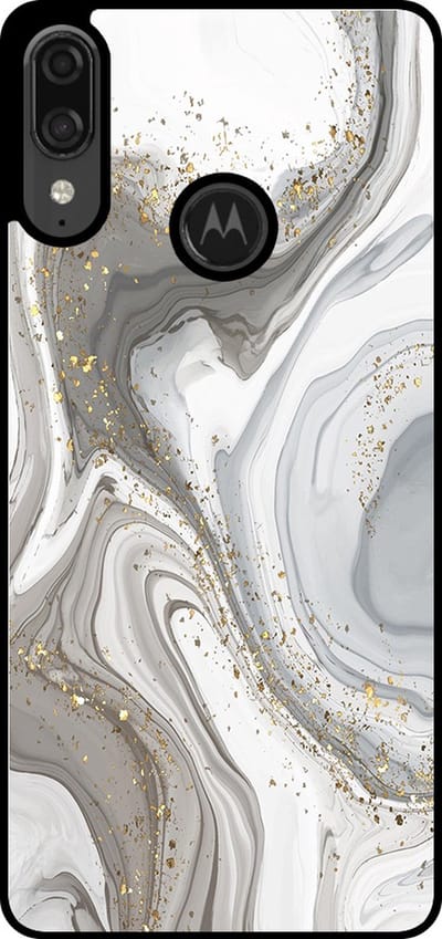 Smartphonica Telefoonhoesje Geschikt voor Motorola Moto E6 Plus met marmer opdruk - TPU backcover case marble design - Zilver geschikt voor Motorola Moto E6 Plus