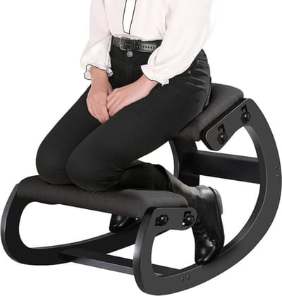 SAVI® Kniestoel Ergonomisch - Balansstoel - Rug Corrector - Zwart - ‎84cm x 54cm x 53cm