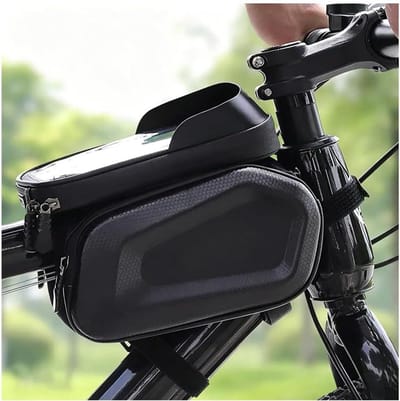 Fietsframetas - Bovenbuistas Fietstas - Fietsen Opbergen - Waterdicht Met Zonneklep - 2 Liter - Zwart