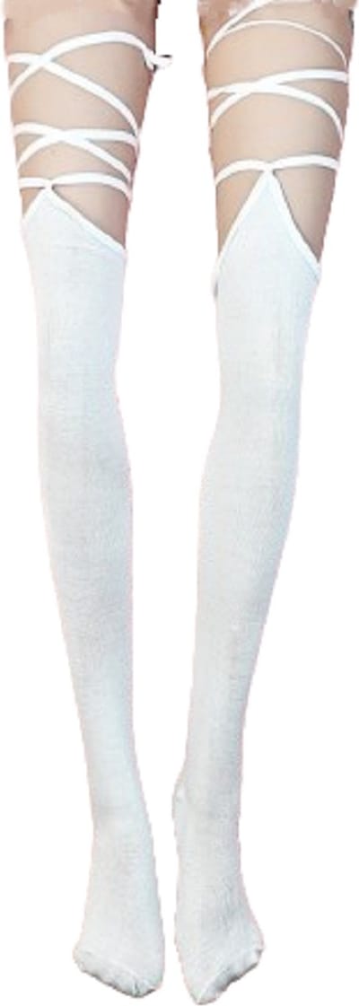 BamBella® - Erotische Dikke kousen dames - Sexy hoge sokken Wit
