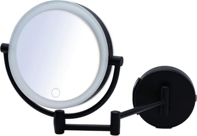 Make-upspiegel met LED-verlichting - 5x vergroting - zwart - touchdimmer - draaibaar - Shuri