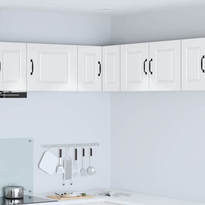 vidaXL - Wandhoekkast - PORTO - Hoogglans - wit - 57 - x - 57 - x - 40 - cm - Bewerkt - hout
