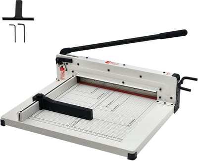 Papiersnijder voor Zwaar Gebruik,431,8 Mm, IndustriëLe Guillotine voor A3-Papier, Capaciteit 400 Vellen, Massief Stalen Trimmer voor Kantoor, Thuis, School, Wit