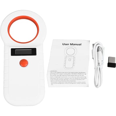 Lecteur de puces d'identification pour animaux, blanc, reconnaissance précise, polyvalent et robuste, pour chiens de compagnie