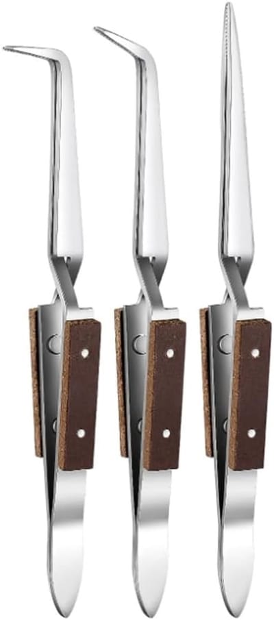 Precisie Omgekeerde Pincetten - Vergrendelende Pincetten Set - Hobby en Ambacht - Zelfsluitend Ontwerp - 3 stuks - Zilver