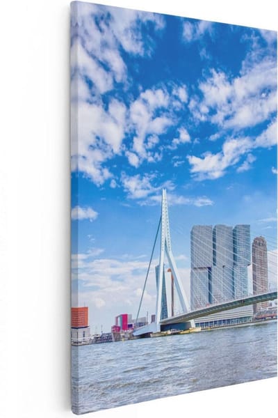 Artaza Canvas Schilderij Skyline Rotterdam - 20x30 cm - Klein - Wanddecoratie Stad - Muurdecoratie Woonkamer - Kamer Accessoires