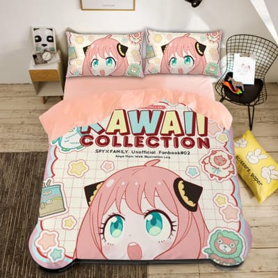 Spy X Family Beddengoedset,Spy Grappige Anya Dekbedovertrek Anime Dekbedovertrek Met Kussensloop Eenpersoons/Tweepersoons/Queen/King 135x200cm-2pcs