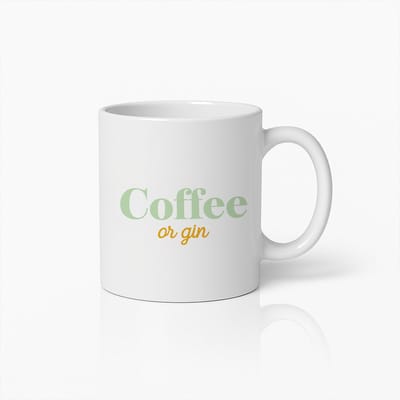 Koffie of Gin Mok 330ml – Grappige Quote Beker – Perfect Cadeau voor Koffie- en Ginliefhebbers