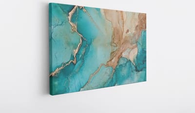 Saammp Canvas Schilderij - Blauw bruin - Dynamisch - Abstract kunstwerk - 30x20 - Foto op canvas - Wanddecoratie - Muurdecoratie Woonkamer - Slaapkamer decoratie - Canvas Print
