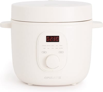CREATE - Elektrische rijstkoker 2 L met stoommandje - uitneembare binnenkant - houdt warm - Getbroken wit - 400W - RICE COOKER STUDIO