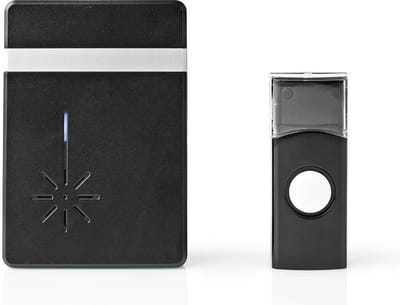 Nedis Draadloze Deurbelset - Batterij Gevoed - 3 V DC - 1x CR2032 - Volume: 80 dB - Signaalbereik: 300 m - IP44 - 36 Melodiën - 1 Ontvanger - Zwart