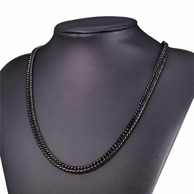 Klassieke Heren Ketting Zwart - Staal - 8mm - Kettingen - Schakelketting - Papa Cadeau Voor Mannen - Vaderdag