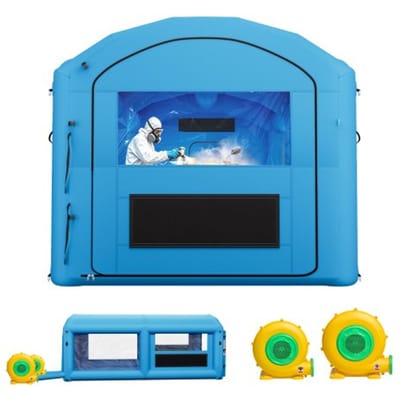 VEVOR Opblaasbare Spuitcabine 6x3x2,5 m Spuitcabine Verftent Blauw, met 550W & 750W Blowers, Actieve Koolstoffiltratie, PVC Ramen voor ATV Motor, Middelgroot Meubilair, Draagbaar
