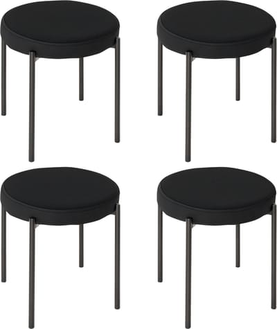 HOMCOM-Esszimmerhocker-Polyester, Metall-41,5L x 41,5B x 46H cm-Schwarz