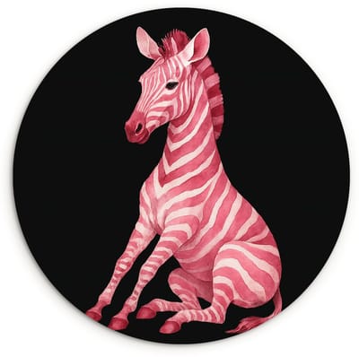 WallCircle® Wandcirkel 120x120 cm - Muurcirkel Zebra - Roze - Gestreept - Muurdecoratie woonkamer - Wanddecoratie slaapkamer - Kamer decoratie accessoires - Ronde schilderijen XXL