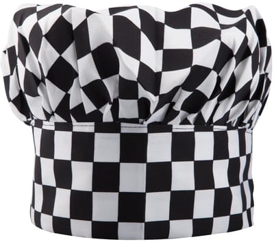 Dailygoods- Koksmuts Professionele Kwaliteit - Eén Maat - Fancy Dress - Zwart-Wit Geruit - Handwas - Hygiënenormen - Chef Hat
