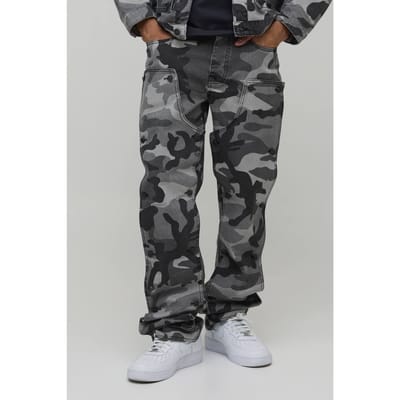 Camo Afneembaar Timmermanspanel Extreme Gestapelde Straight Fit Jeans | Black | Size 28R
