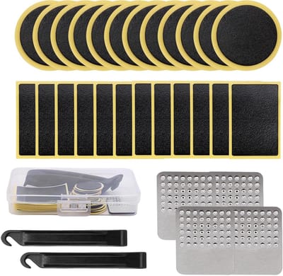 Fiets Banden Reparatieset - Fietsband reparatie - Onderweg Repareren - Zelfklevend Materiaal - 14 x 8 x 23 cm - Zwart