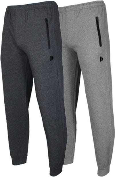 2-Pack Donnay - Joggingbroek met elastiek (Jack) - Sportbroek - Heren - Charcoal-marl/Silver-marl (260) - maat S
