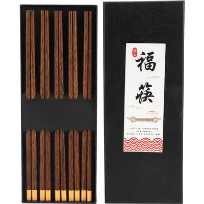 5 Paar Chinese Stijl Houten Eetstokjes Set Veilig Handgemaakt Tafelgerei Cadeau voor Familie VriendenRood