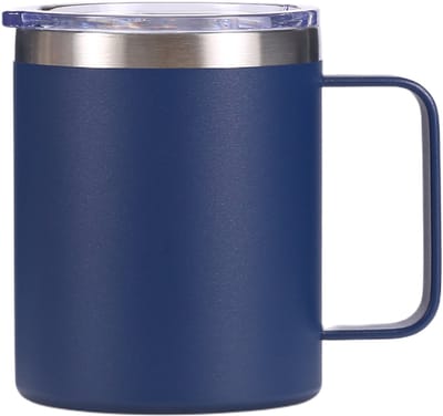 Mastersøn Thermosbeker met Handvat – Koffiebeker To Go - Travel Mug voor Koffie – Lekvrije Deksel – 360 ml - Marine Blauw