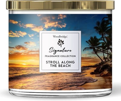 Woodbridge - Luxe Geurkaars Met 3 lonten STROLL ON The BEACH - bergamot lavendel geranium gember patchouli